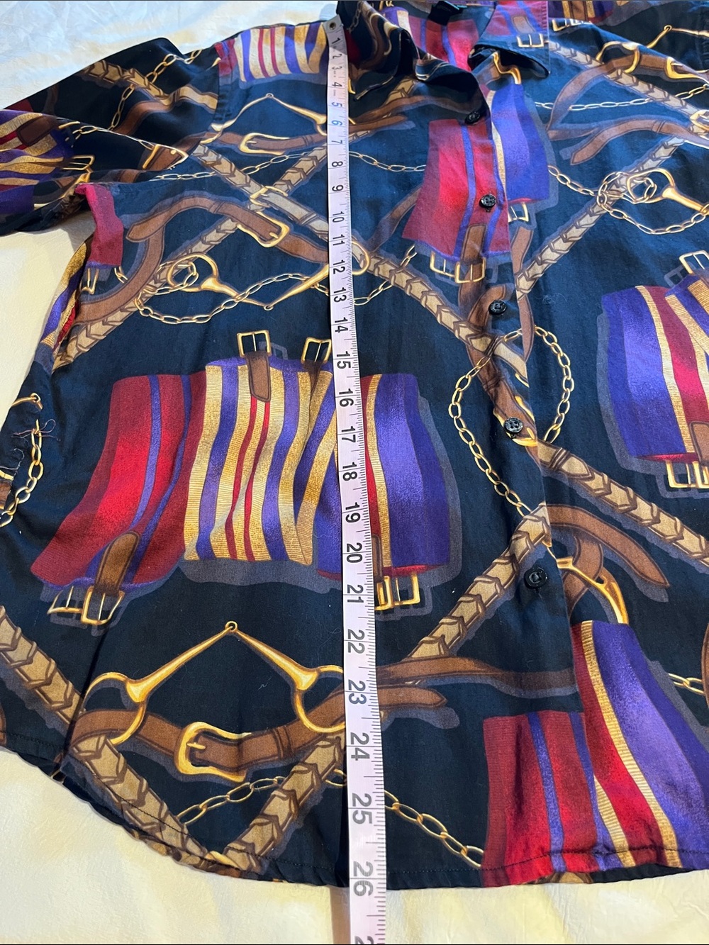 Lauren Ralph Lauren Vintage Button-Down Top Equestrian Print Excellent Size Med - Picture 4 of 9